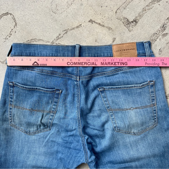 Lucky Brand Men's Distressed Blue Slim Straight Leg Jeans - Picture 10 of 12